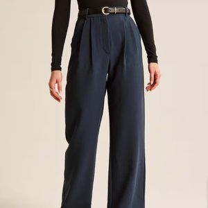 A & F Sloane Tailored Wide Leg Pants size OO/24 short Navy Blue NWOT